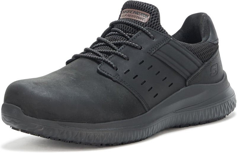 SKECHERS Men's Delson 3.0 SR Bungee Slip-on Work Shoes - Image 1
